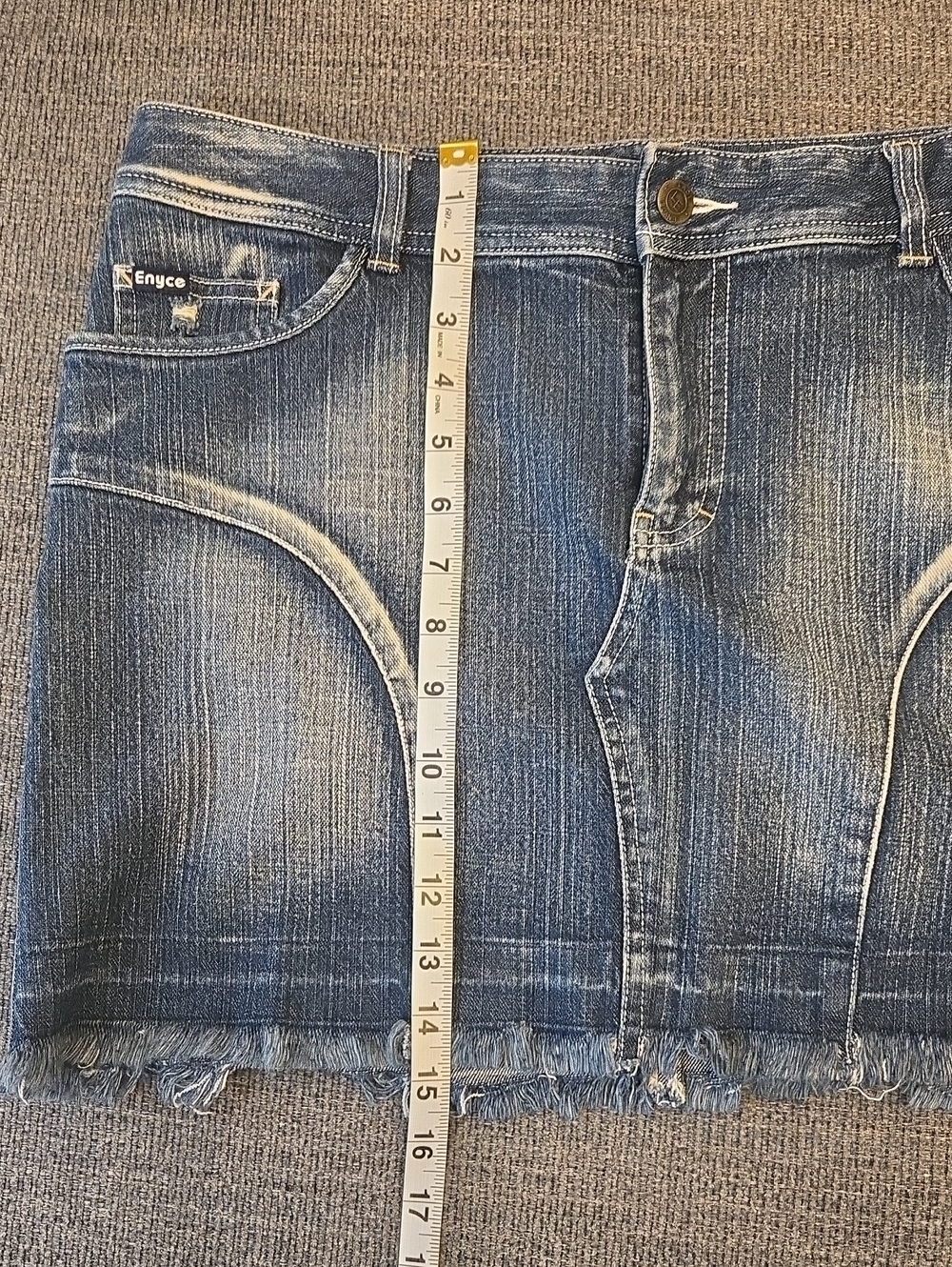 Vintage Lady Enyce Y2K Denim Mini Skirt Frayed Raw Hem Distressed Juniors Size 9 - Picture 7 of 7